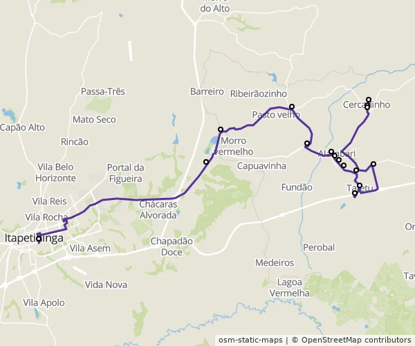 Mapa do itinerário da linha