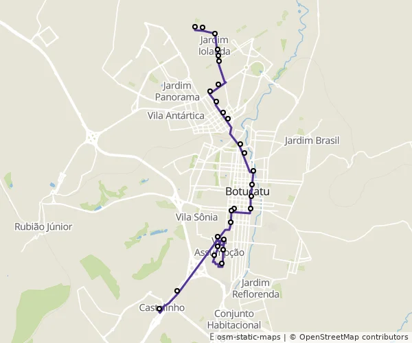 Mapa do itinerário da linha