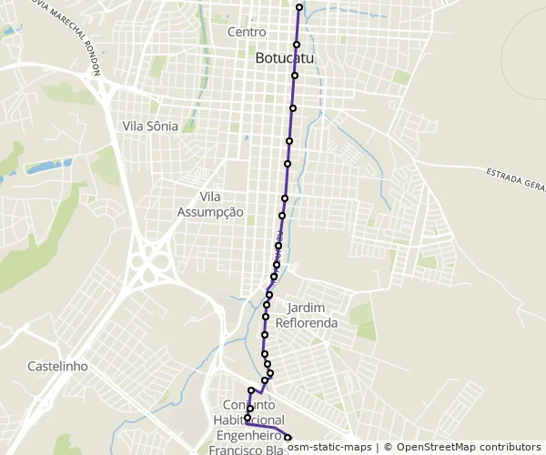 Mapa do itinerário da linha