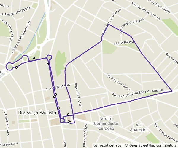 Mapa do itinerário da linha