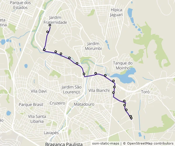 Mapa do itinerário da linha