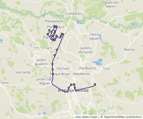 Mapa do itinerário da linha