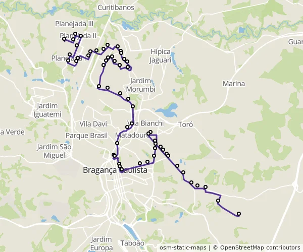 Mapa do itinerário da linha