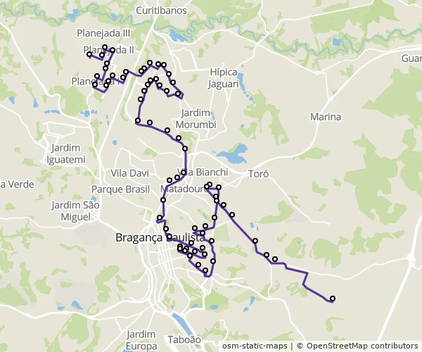 Mapa do itinerário da linha