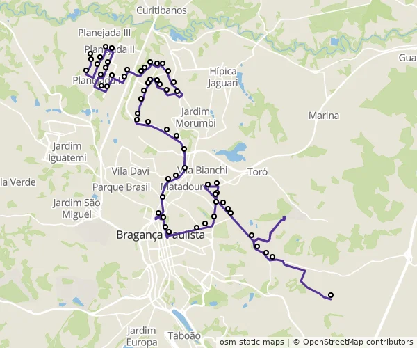 Mapa do itinerário da linha