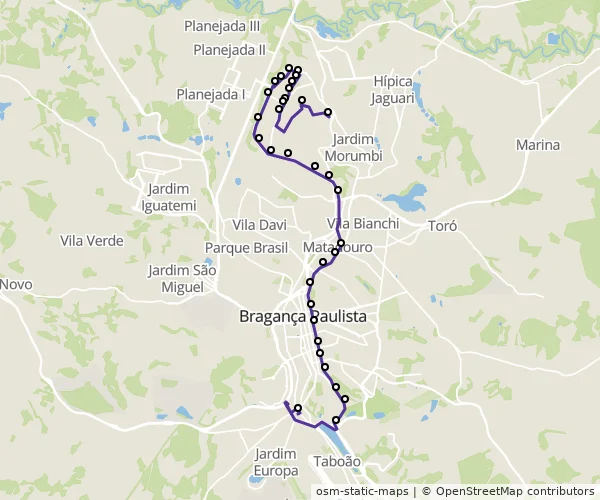 Mapa do itinerário da linha