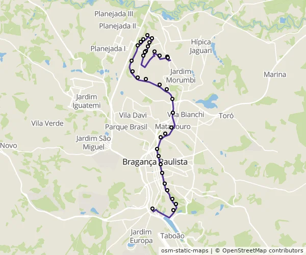 Mapa do itinerário da linha