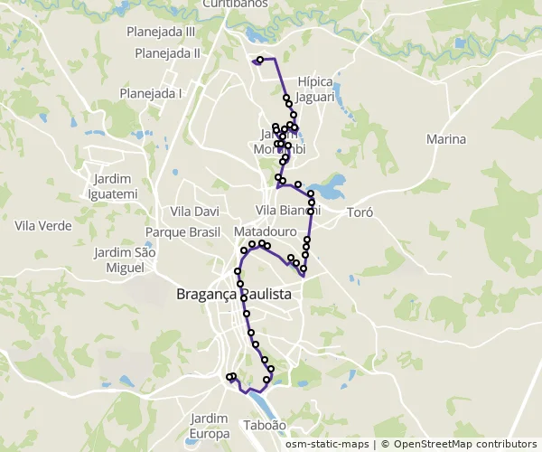 Mapa do itinerário da linha