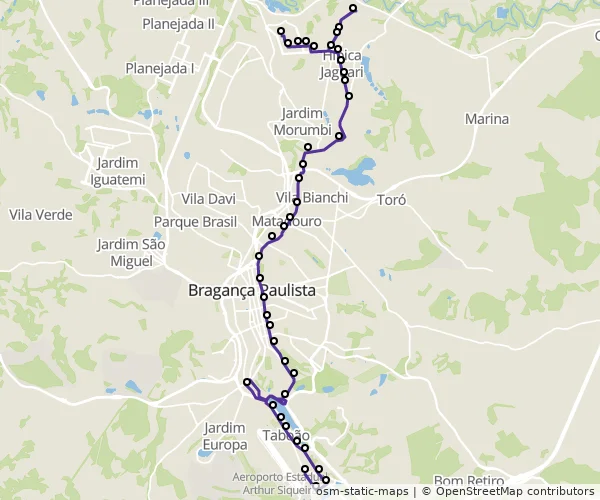 Mapa do itinerário da linha