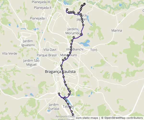 Mapa do itinerário da linha
