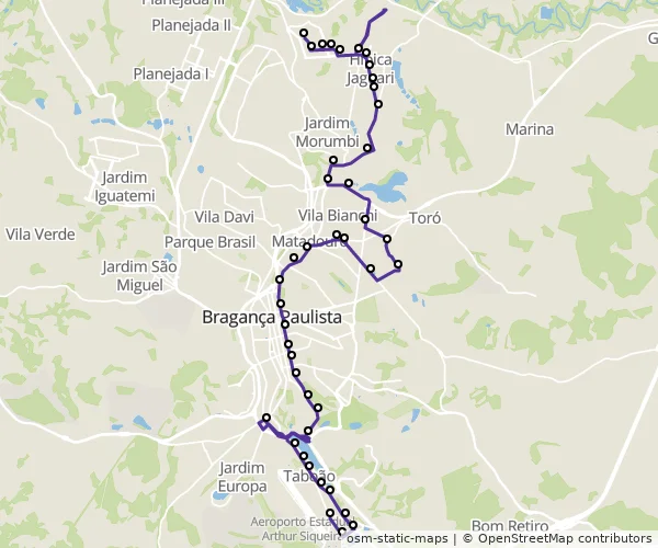 Mapa do itinerário da linha