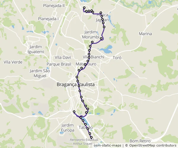 Mapa do itinerário da linha