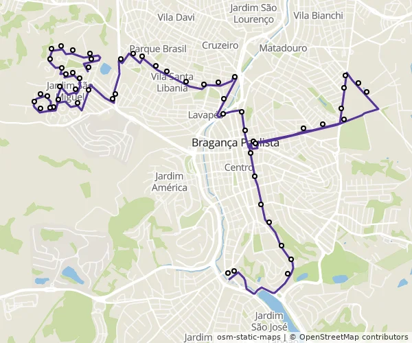 Mapa do itinerário da linha