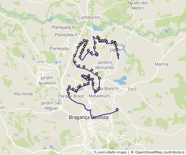 Mapa do itinerário da linha