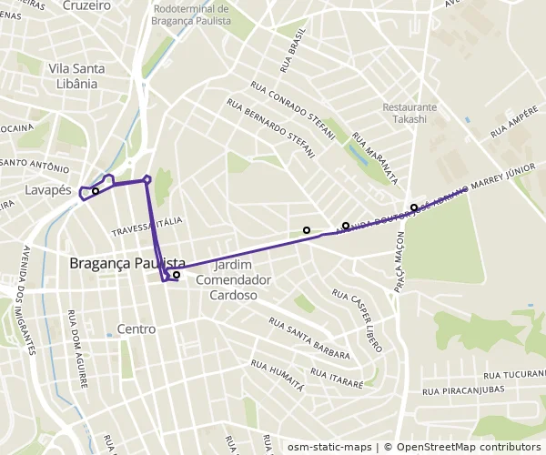Mapa do itinerário da linha