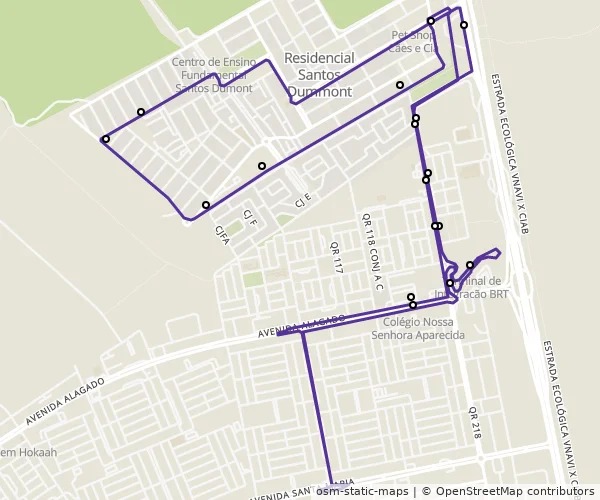 Mapa do itinerário da linha