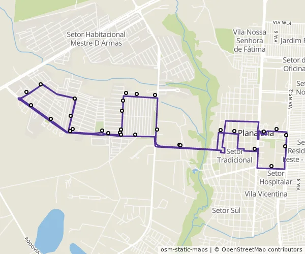 Mapa do itinerário da linha