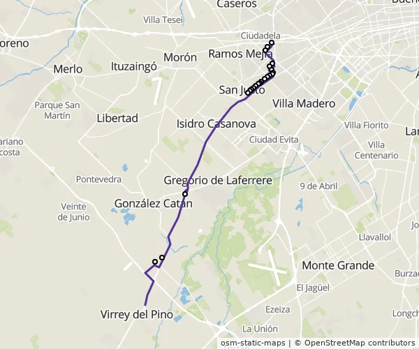 Mapa do itinerário da linha
