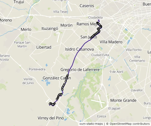 Mapa do itinerário da linha