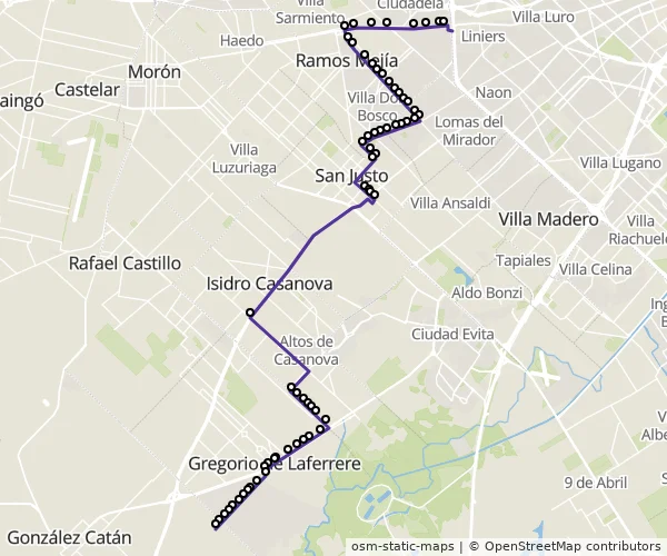 Mapa do itinerário da linha