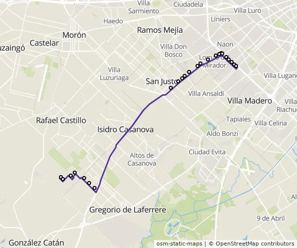 Mapa do itinerário da linha