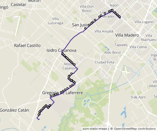 Mapa do itinerário da linha