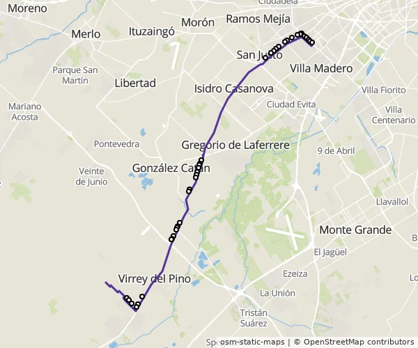 Mapa do itinerário da linha