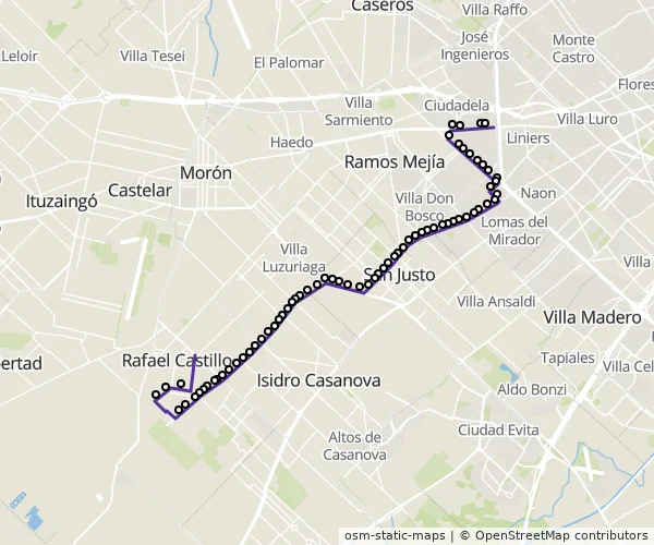 Mapa do itinerário da linha