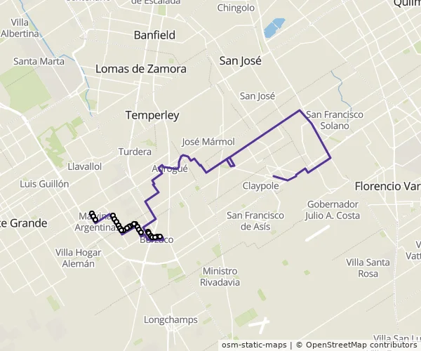 Mapa do itinerário da linha