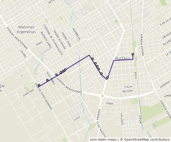 Mapa do itinerário da linha