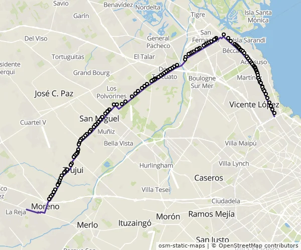 Mapa do itinerário da linha