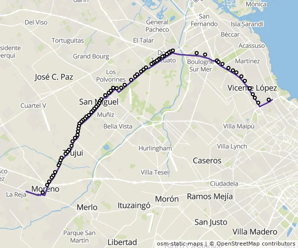 Mapa do itinerário da linha