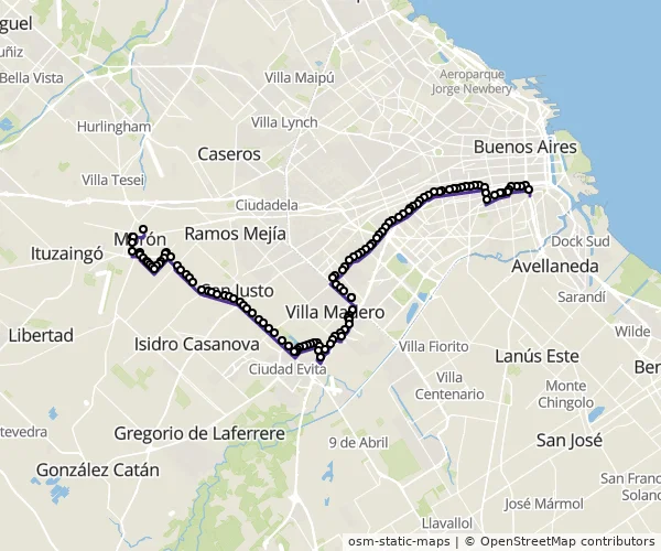 Mapa do itinerário da linha
