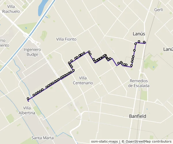 Mapa do itinerário da linha