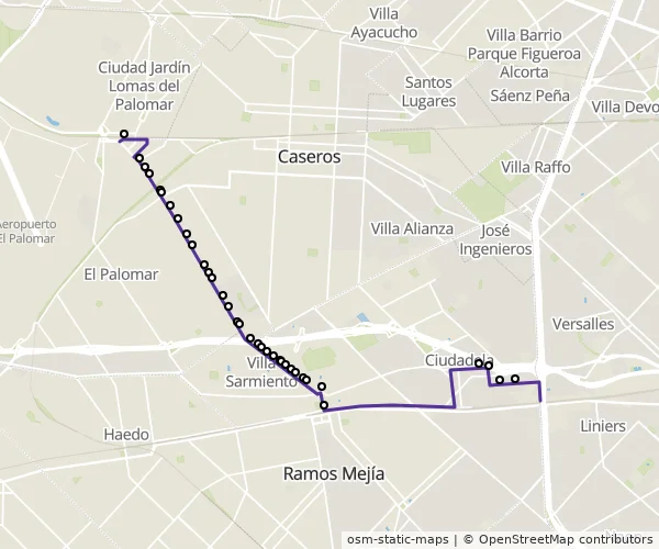 Mapa do itinerário da linha
