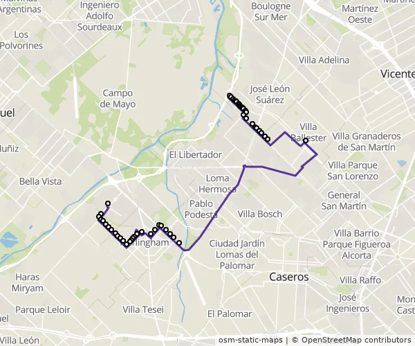 Mapa do itinerário da linha