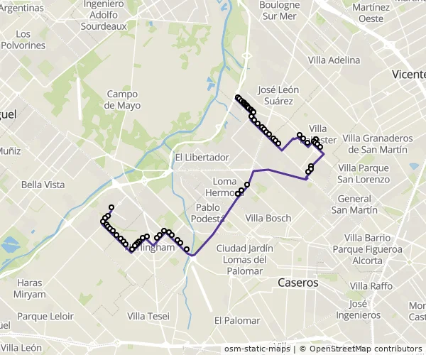 Mapa do itinerário da linha