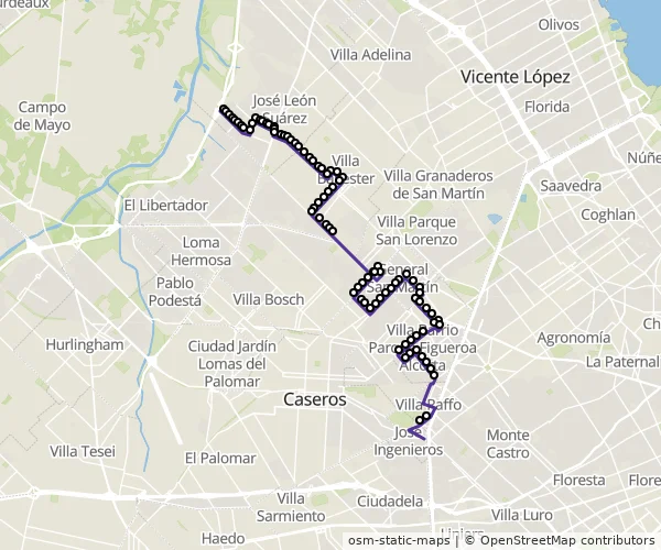 Mapa do itinerário da linha