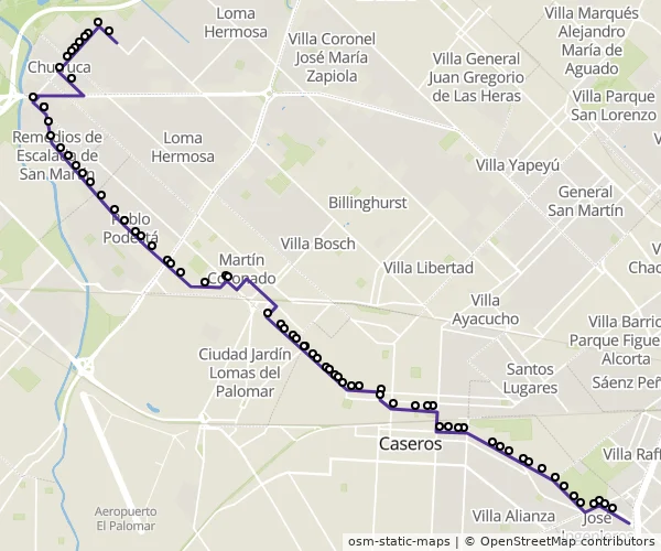 Mapa do itinerário da linha
