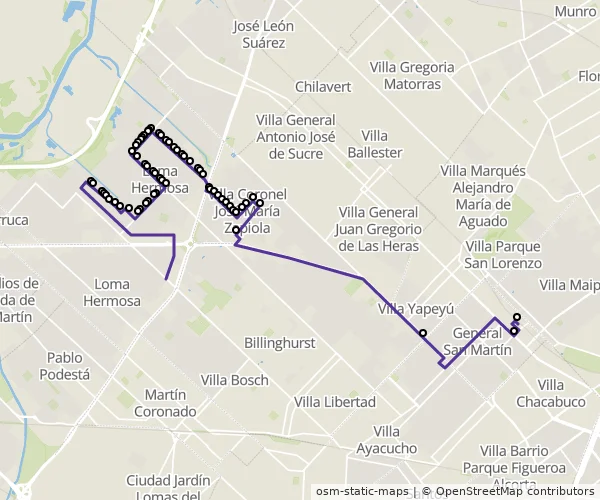 Mapa do itinerário da linha