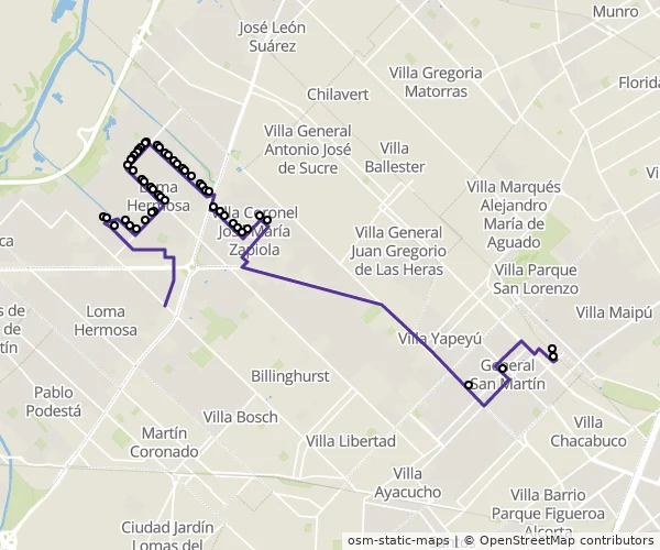 Mapa do itinerário da linha