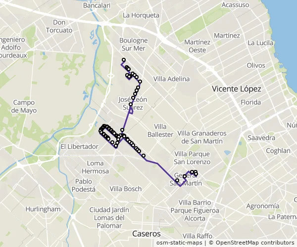 Mapa do itinerário da linha