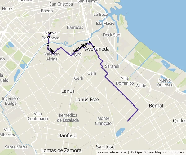 Mapa do itinerário da linha