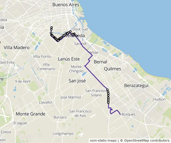 Mapa do itinerário da linha