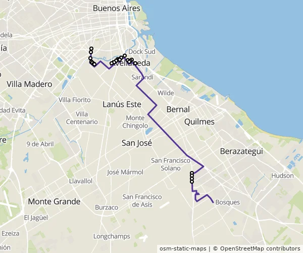 Mapa do itinerário da linha