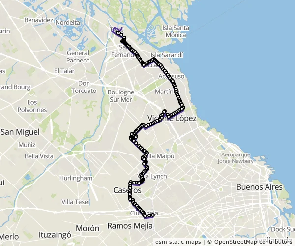 Mapa do itinerário da linha