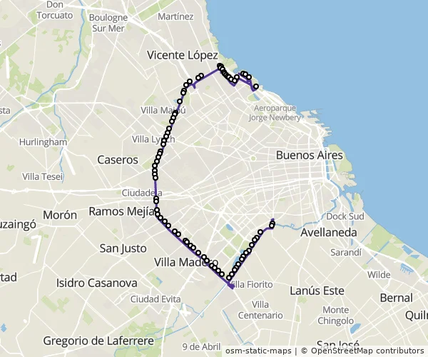 Mapa do itinerário da linha