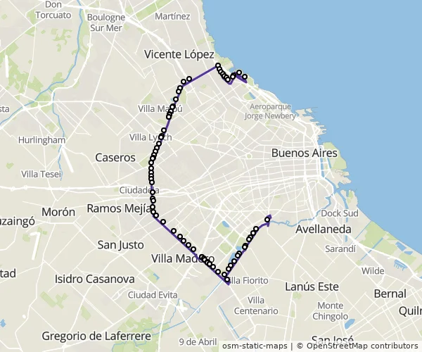 Mapa do itinerário da linha