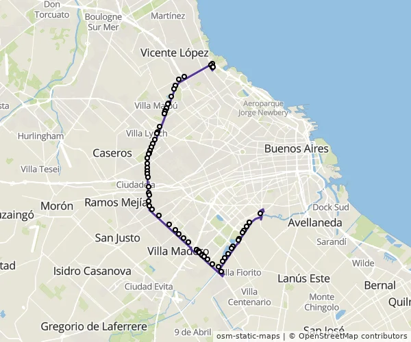 Mapa do itinerário da linha