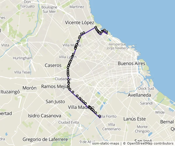 Mapa do itinerário da linha